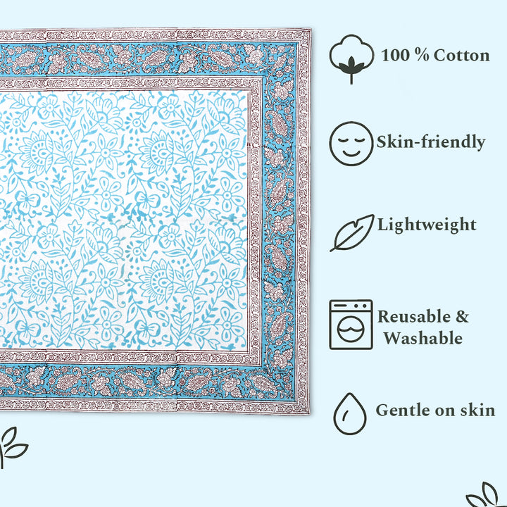 Turquoise Cotton Border Napkins, Size 20x20"