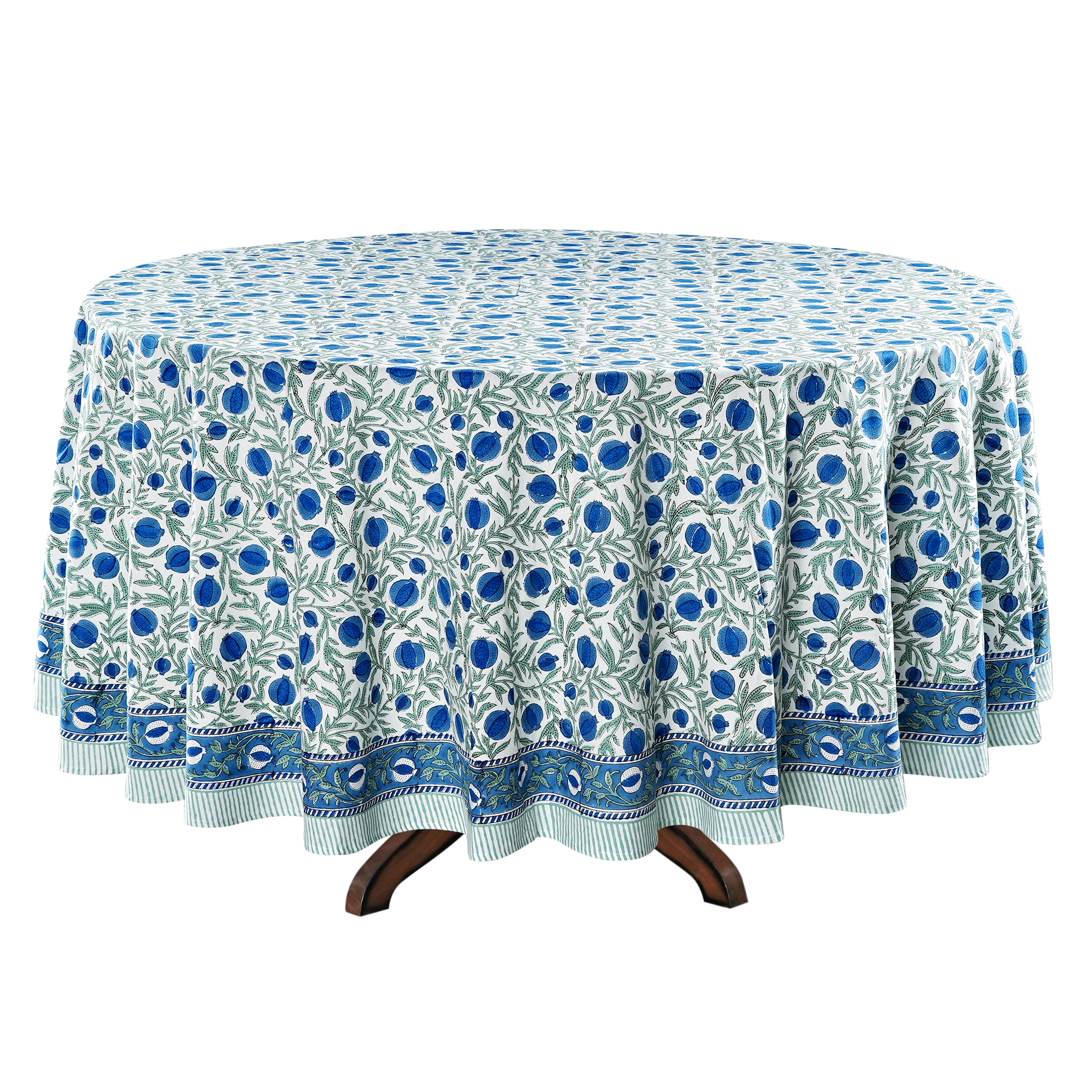 Queen Blue Round Tablecloth