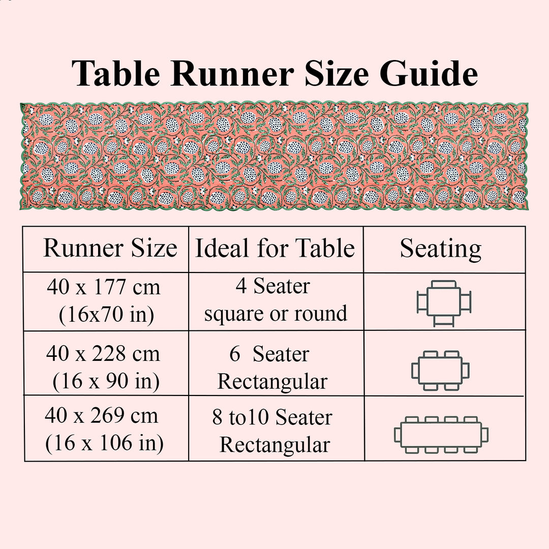 Dark Salmon Pink Embroidery Table Runner