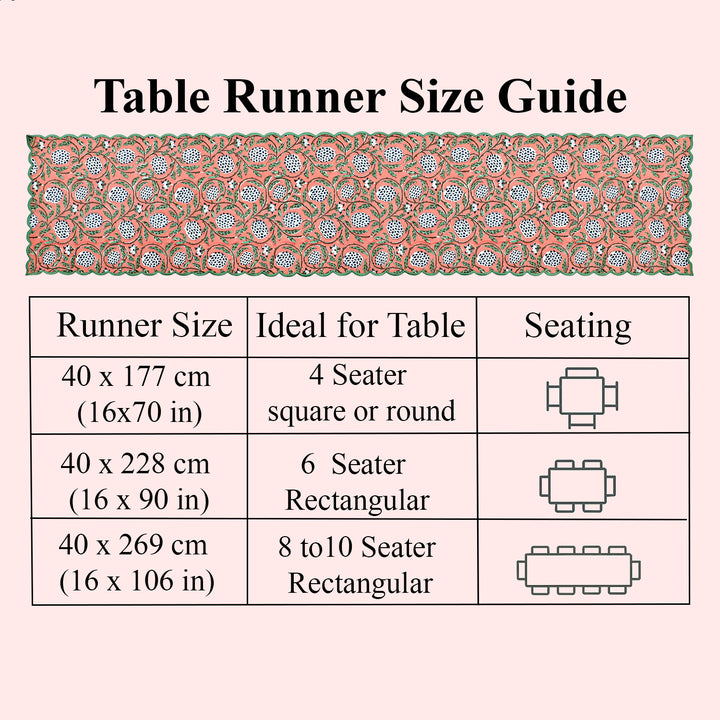 Dark Salmon Pink Embroidery Table Runner