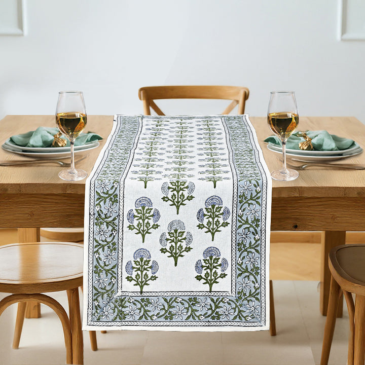Mughal Buta Blue Table Runner