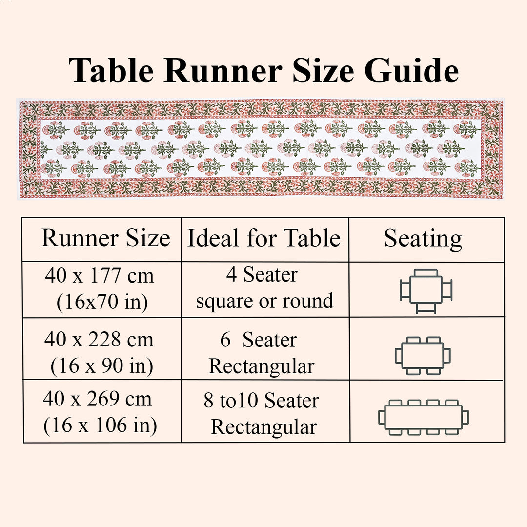 Mughal Buta Peach Table Runner