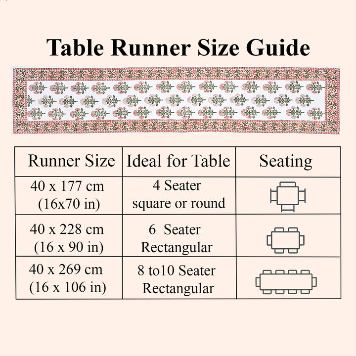 Mughal Buta Peach Table Runner