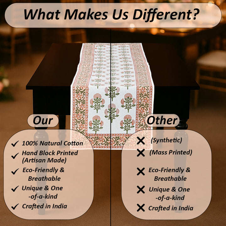Mughal Buta Peach Table Runner