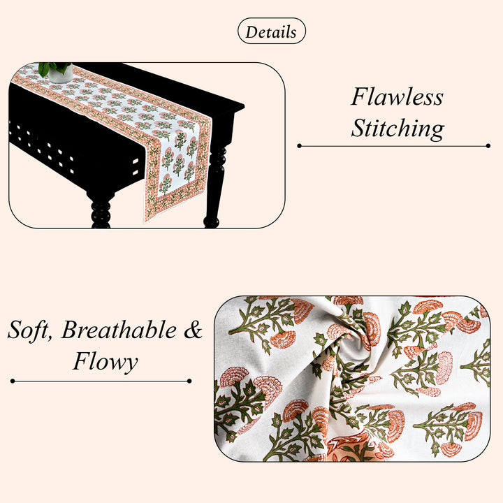 Mughal Buta Peach Table Runner