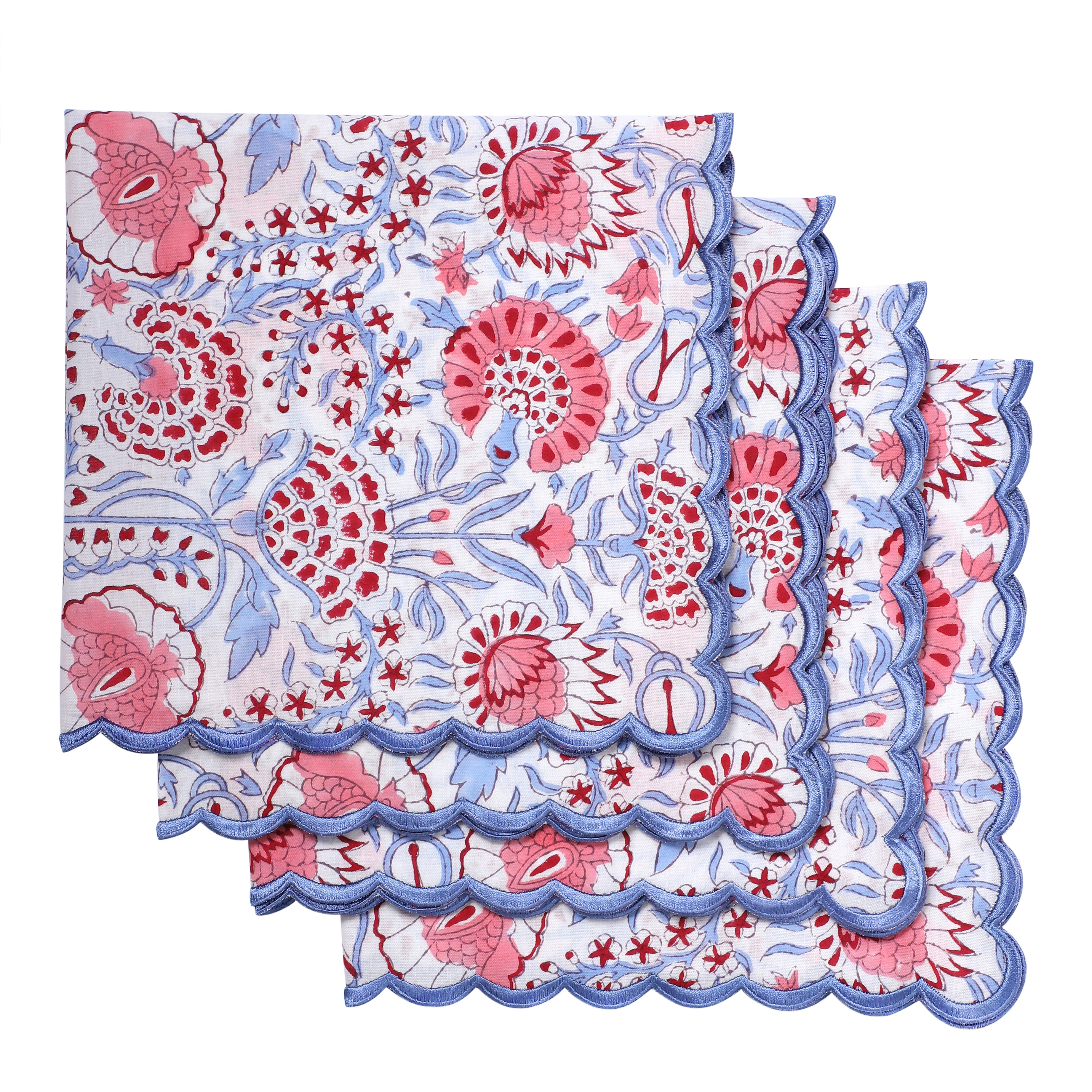 Pigeon Blue Scallop Embroidery Napkins