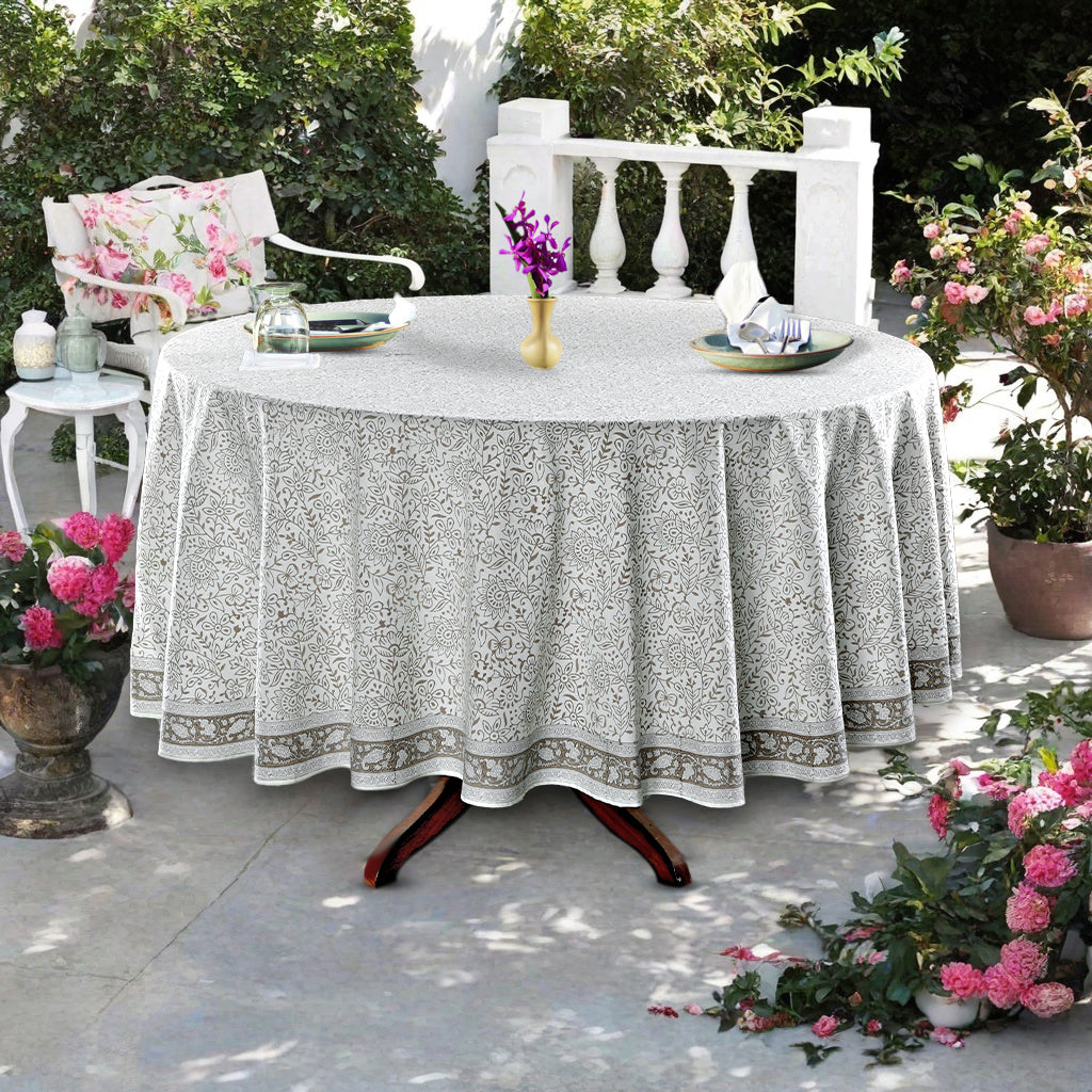 Taupe Jaal Round Tablecloth