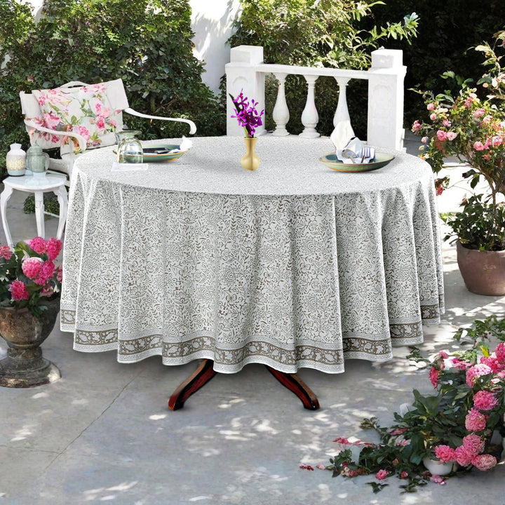 Taupe Jaal Round Tablecloth