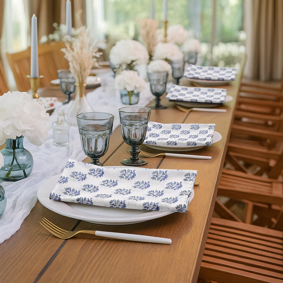 Block Printed Sky and Beau Blue Napkins Product Image 6