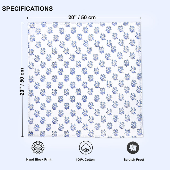 Indian Hand Block Printed Sky and Beau Blue Napkins Product Image 3