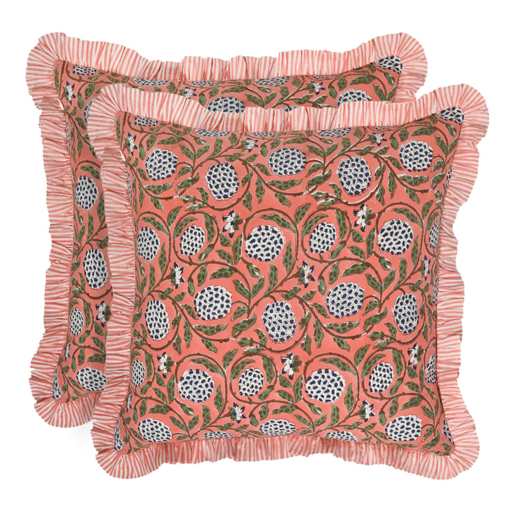 Dark Salmon Pink Ruffle Throw Pillow Cover