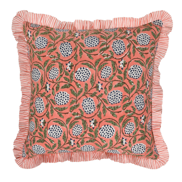 Dark Salmon Pink Ruffle Throw Pillow Cover