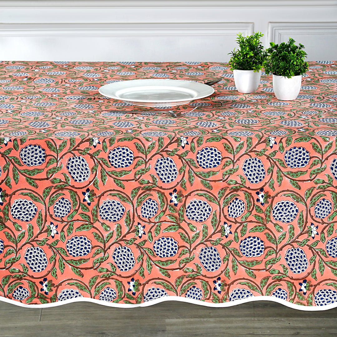 Dark Salmon With Scallop piping Tablecloth