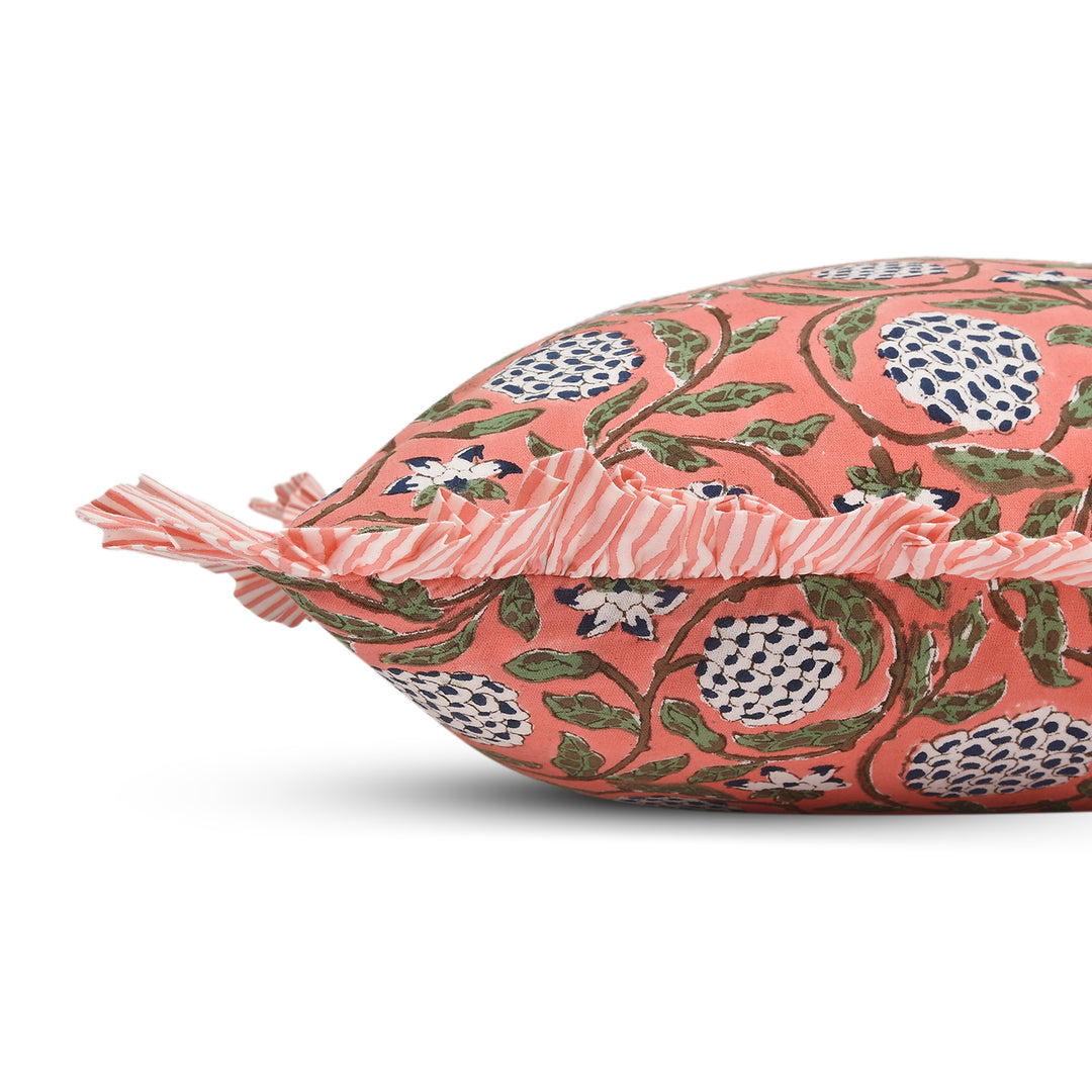 Dark Salmon Pink Ruffle Throw Pillow Cover