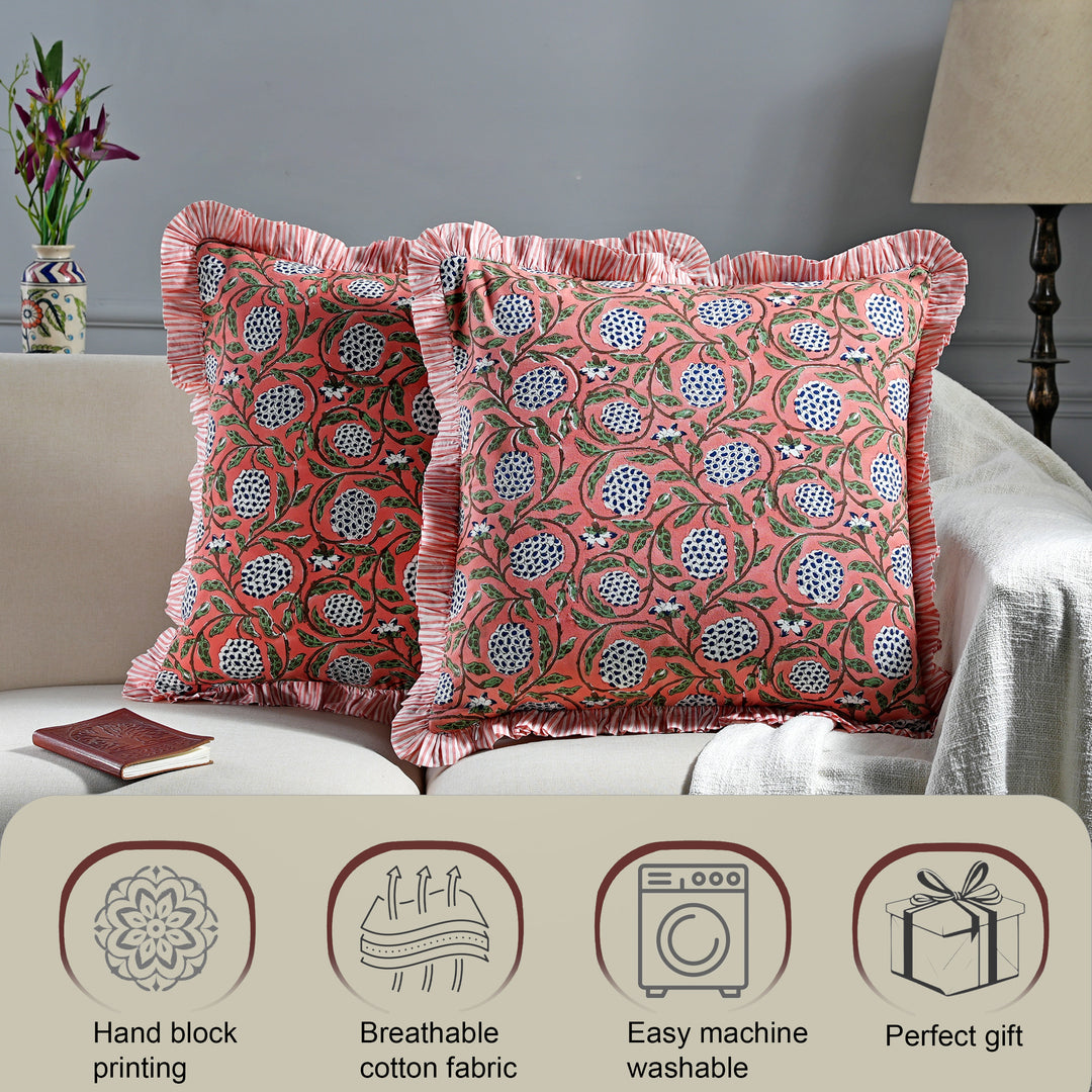 Dark Salmon Pink Ruffle Throw Pillow Cover