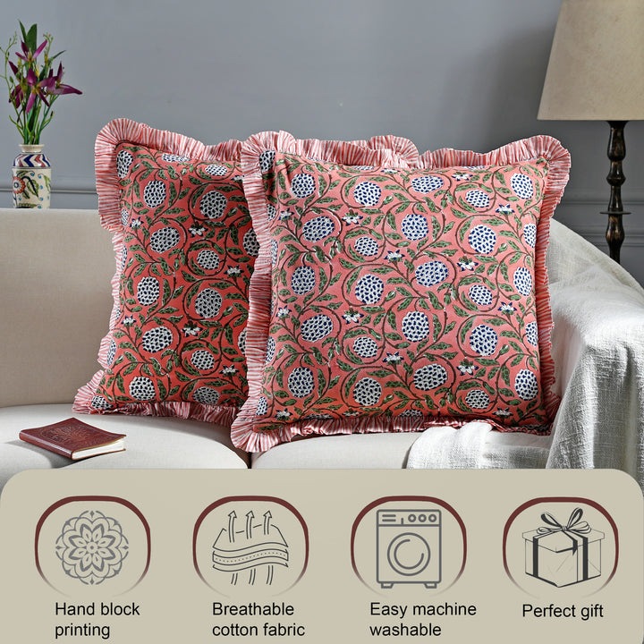 Dark Salmon Pink Ruffle Throw Pillow Cover