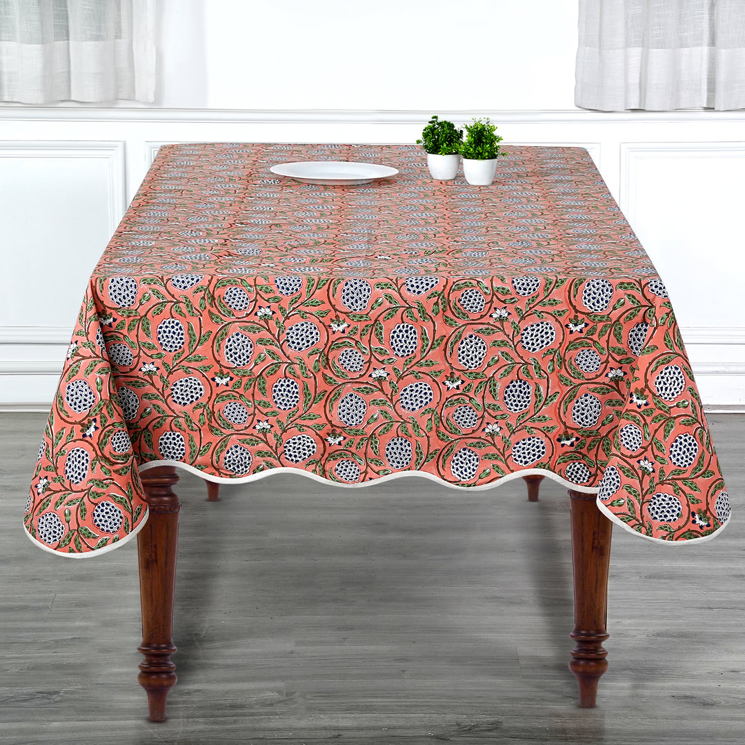 Dark Salmon With Scallop piping Tablecloth