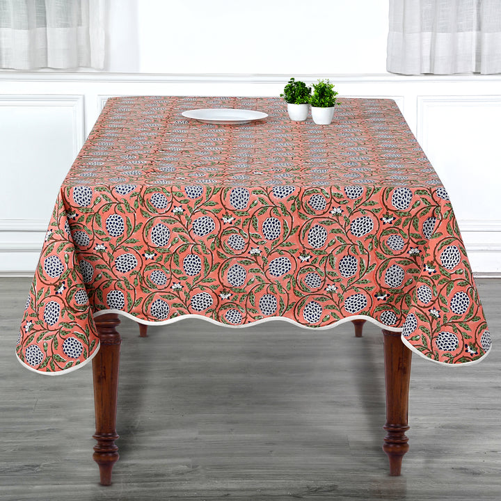 Dark Salmon With Scallop piping Tablecloth