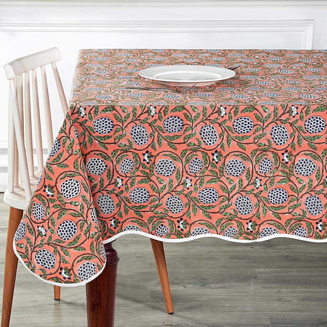 Dark Salmon With Scallop piping Tablecloth