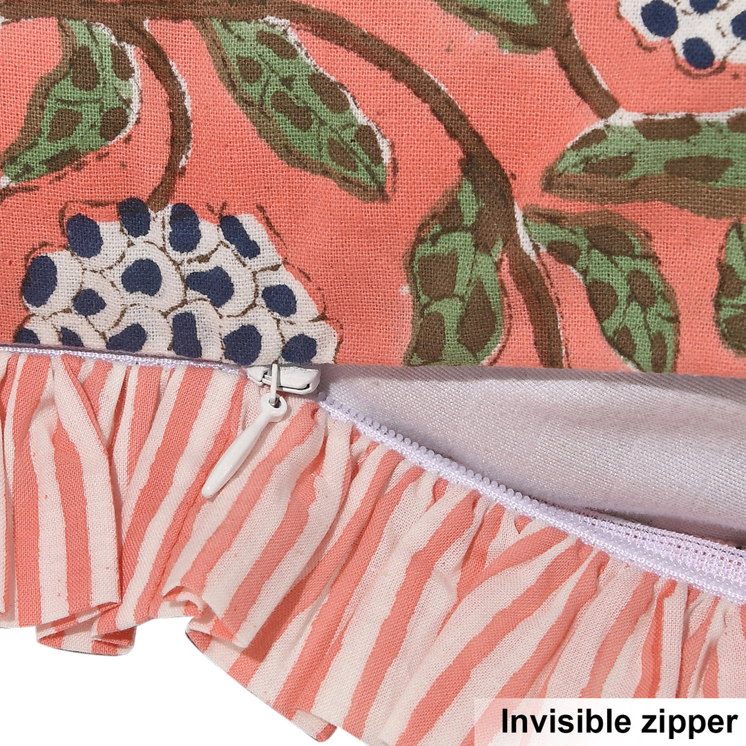 Dark Salmon Pink Ruffle Throw Pillow Cover