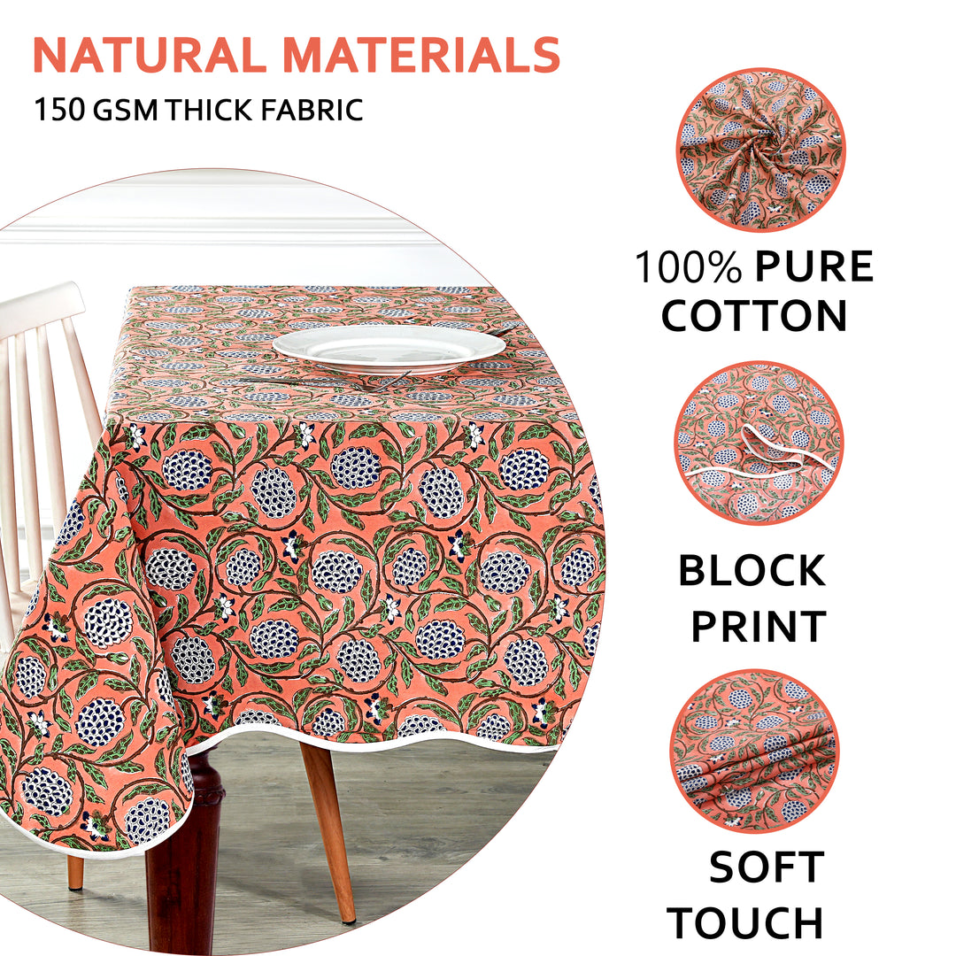 Dark Salmon With Scallop piping Tablecloth