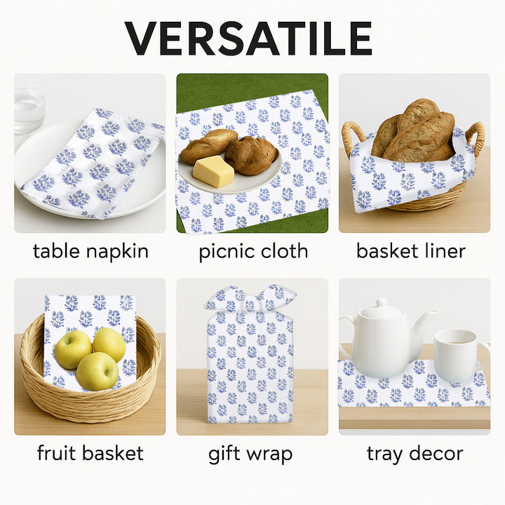 Block Printed Sky and Beau Blue Napkins Product Image 8