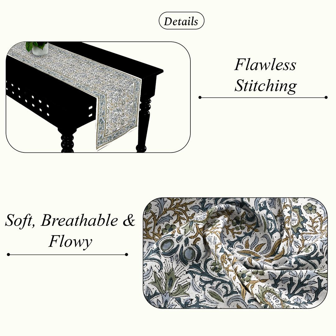 Indigo Floral Table Runner