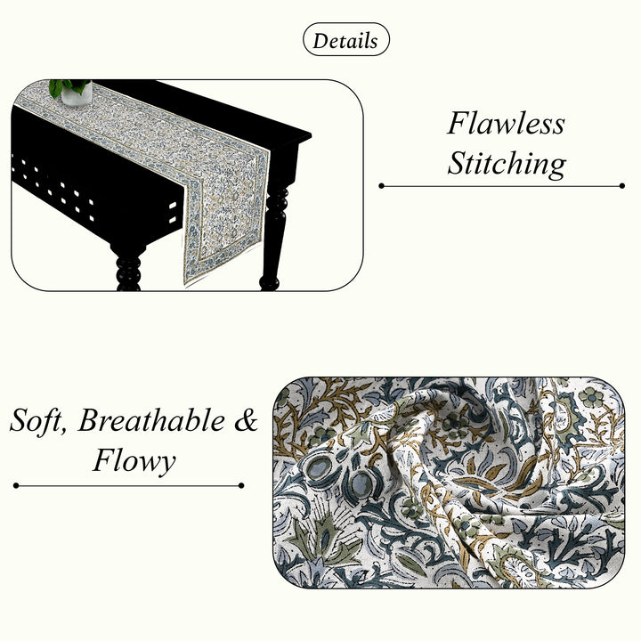 Indigo Floral Table Runner