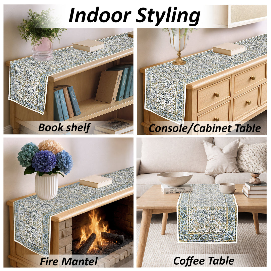 Indigo Floral Table Runner