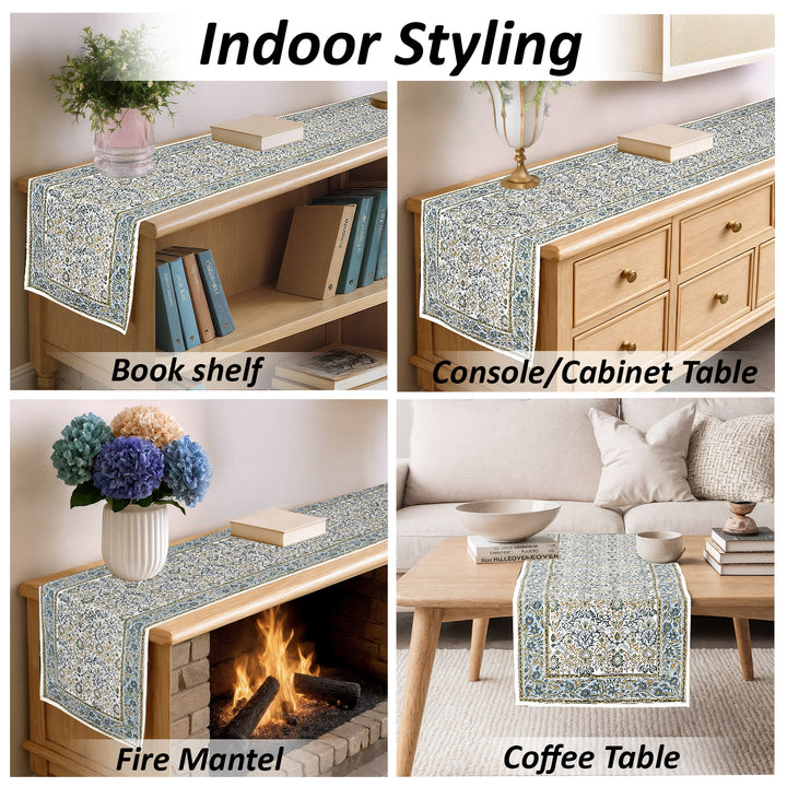 Indigo Floral Table Runner