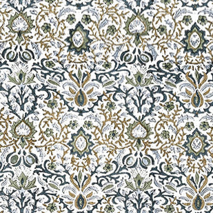 Indigo Floral Scallop Embroidery Table Runner