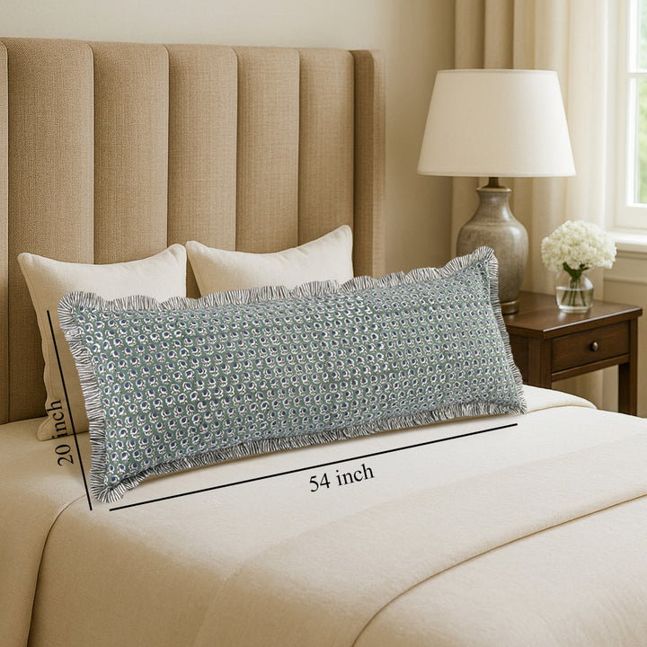Basil Green Ruffle 20x54 Body Pillow Cover