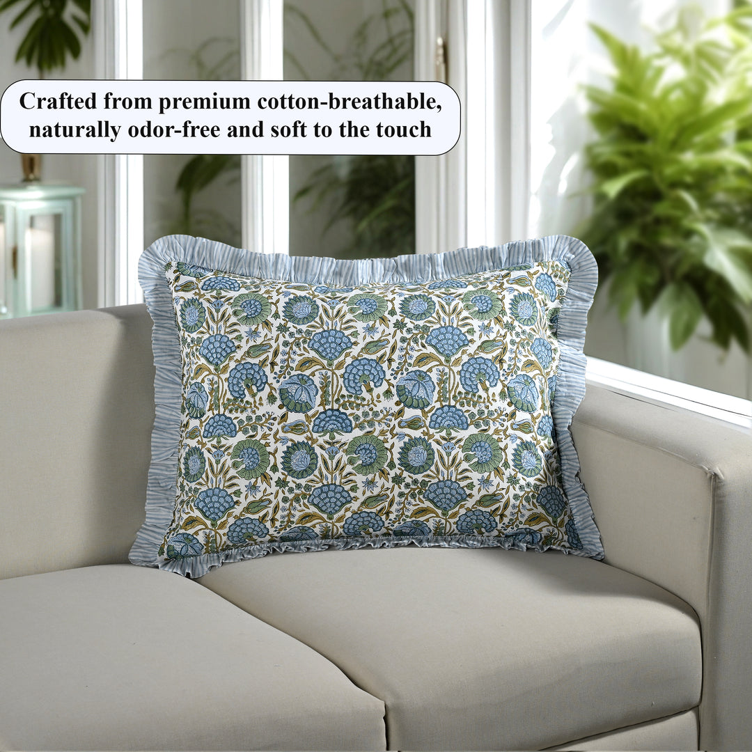 Asparagus Green Ruffle 20x26 Inches Sham Pillow Covers Product Image 4