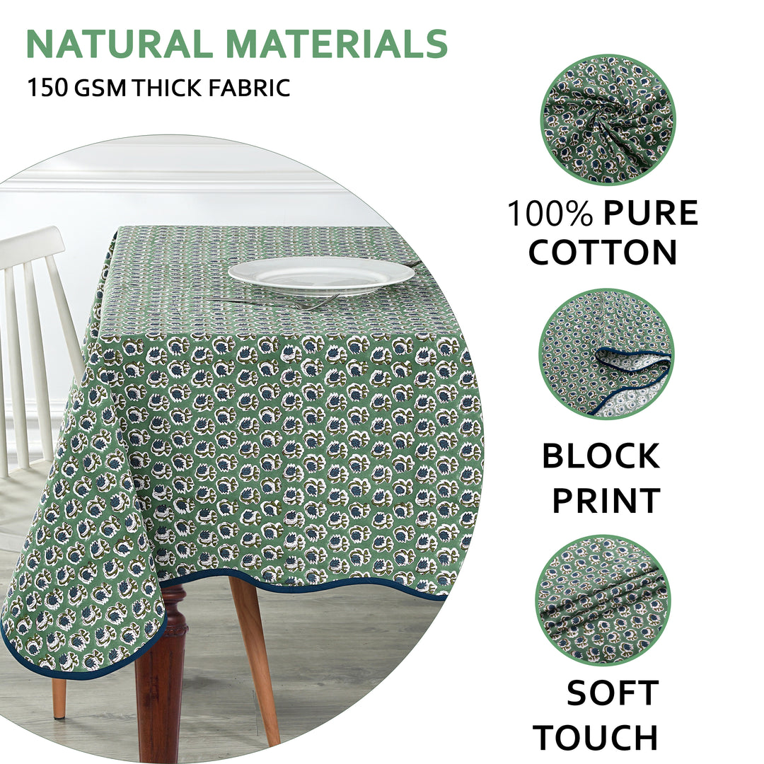 Basil Green with Scallop Piping Tablecloth Product Image 5