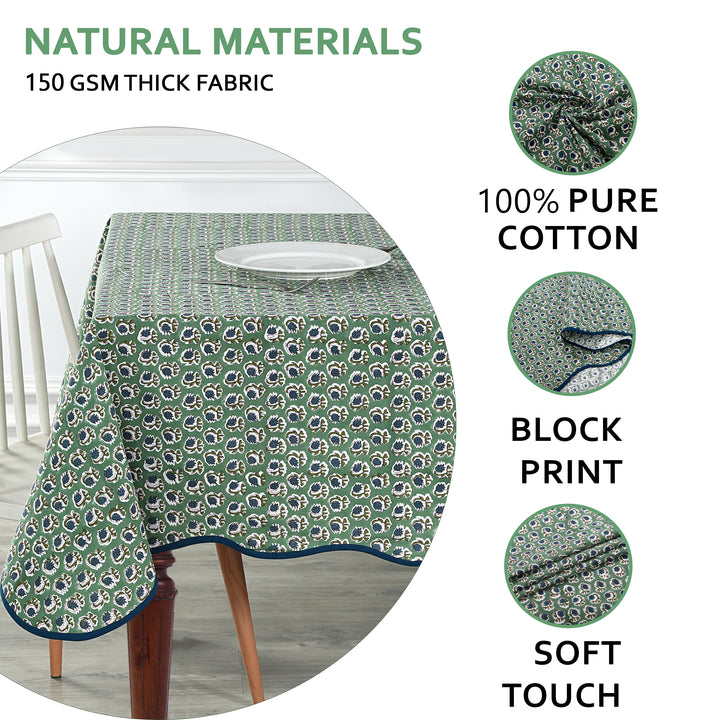 Basil Green with Scallop Piping Tablecloth Product Image 5