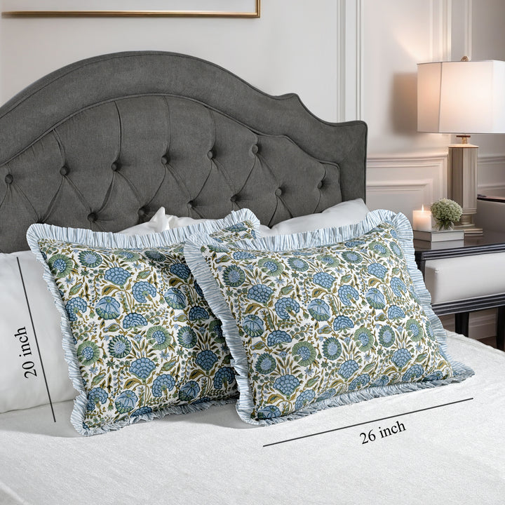 Asparagus Green Ruffle 20x26 Inches Sham Pillow Covers Product Image 3