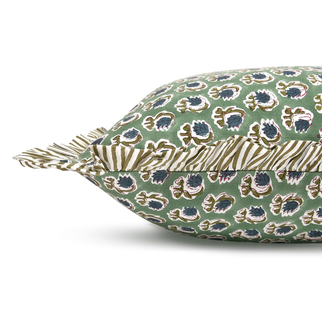 Basil Green Ruffle 14x36 Lumbar Pillow Cover