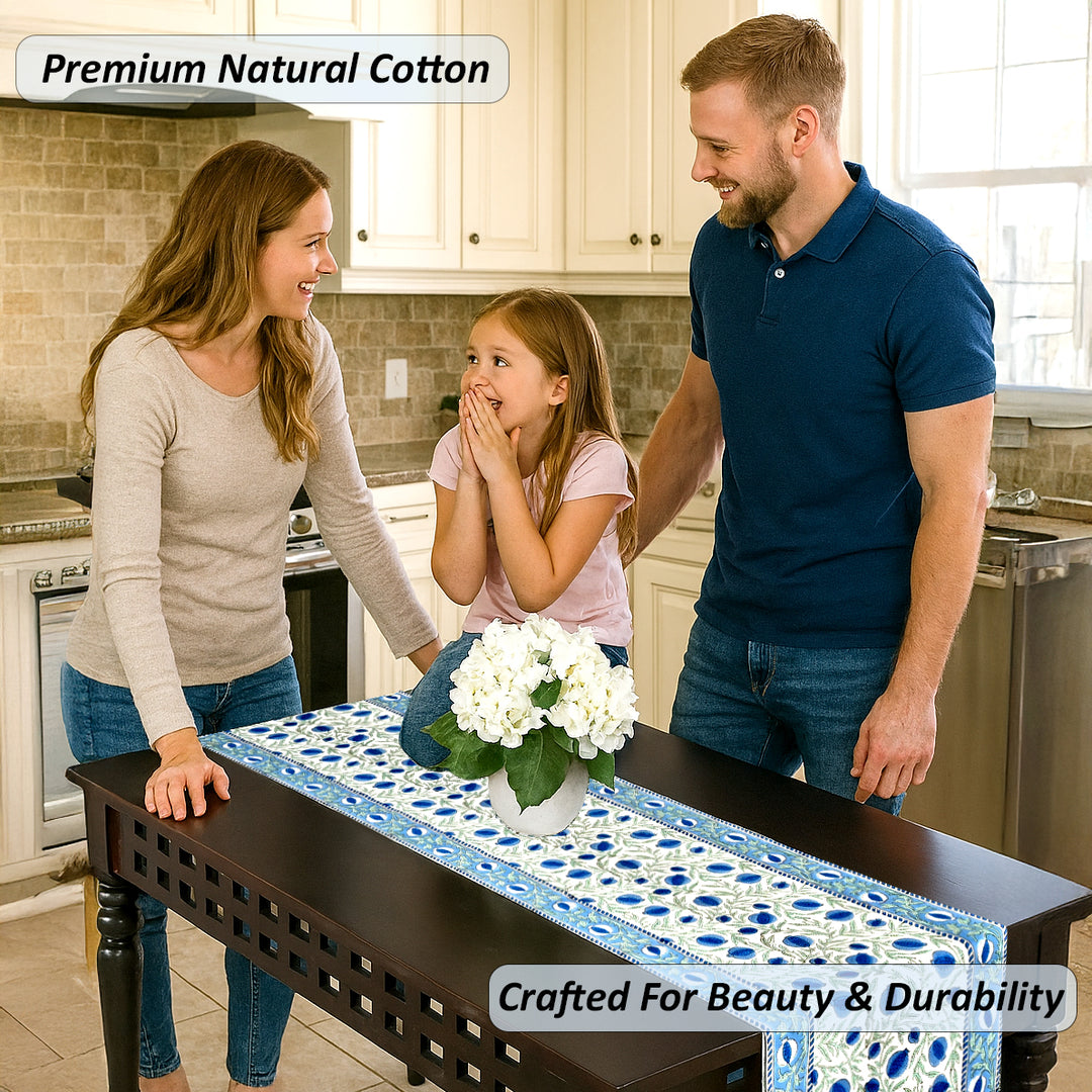 Queen Blue Table Runner