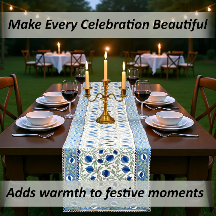 Queen Blue Table Runner