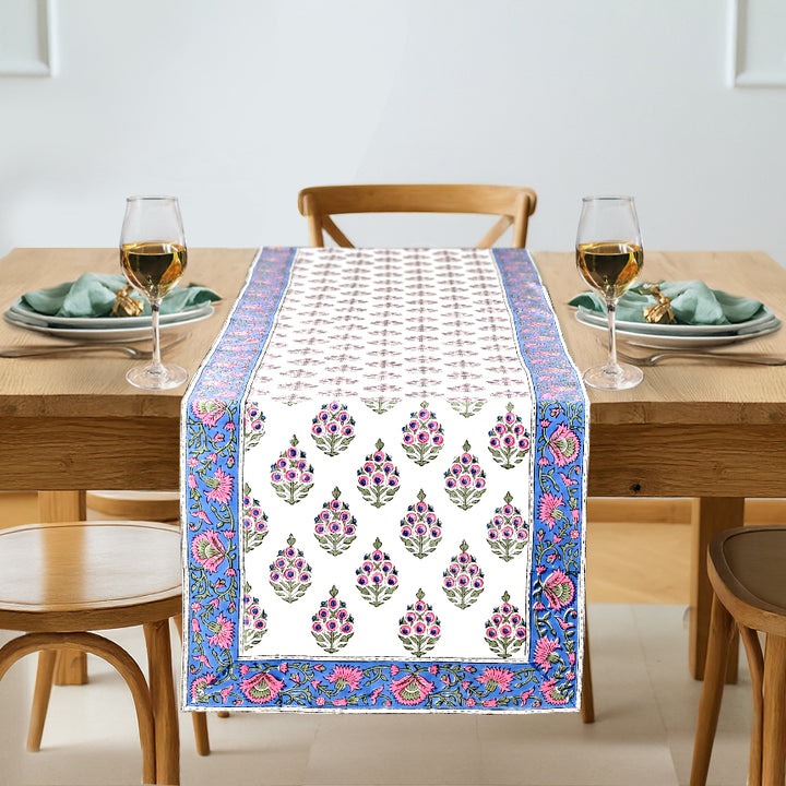Rudy Blue Border Table Runner