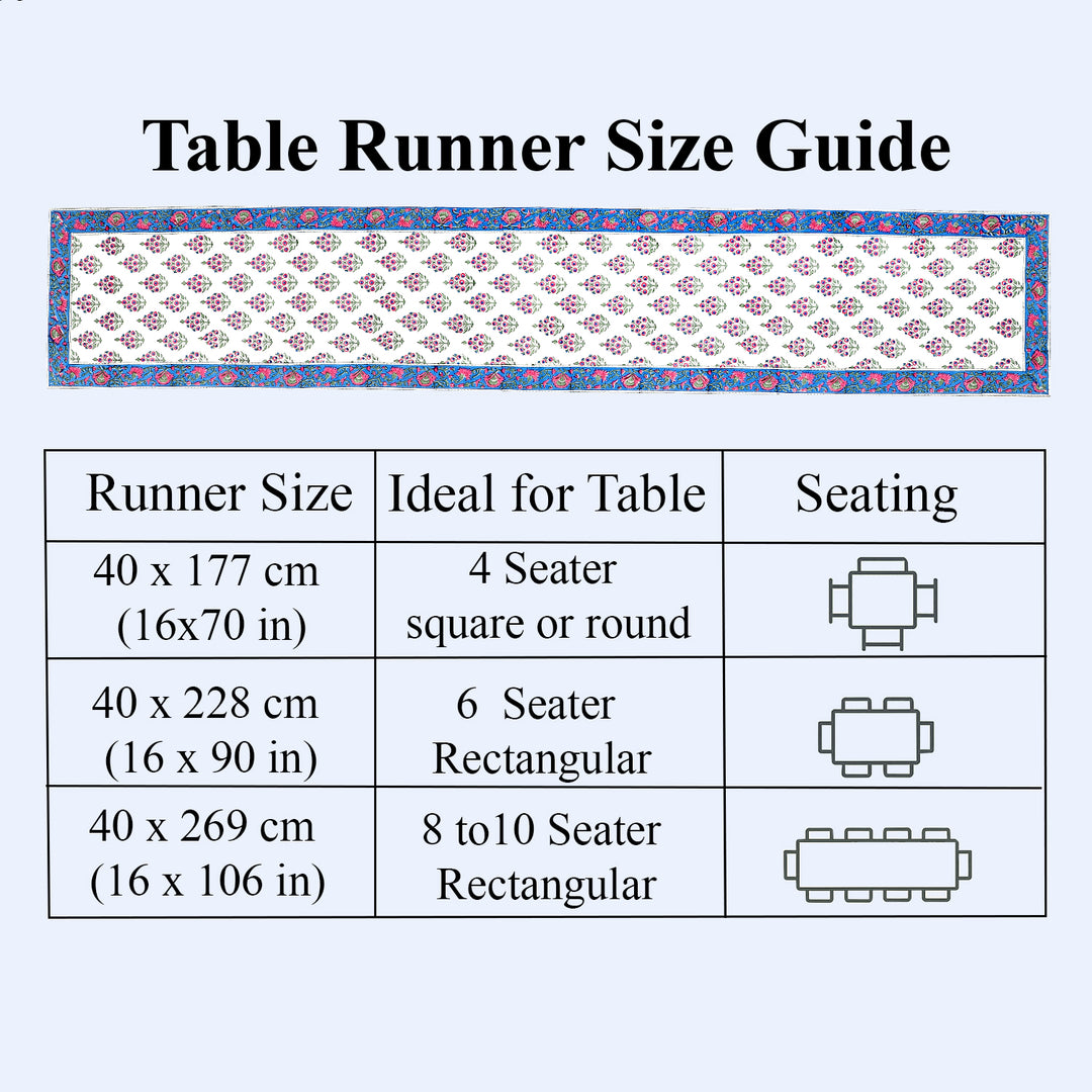 Rudy Blue Border Table Runner