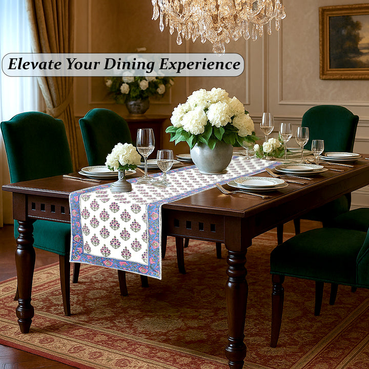 Rudy Blue Border Table Runner