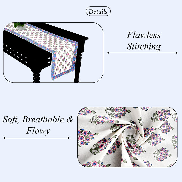 Rudy Blue Border Table Runner