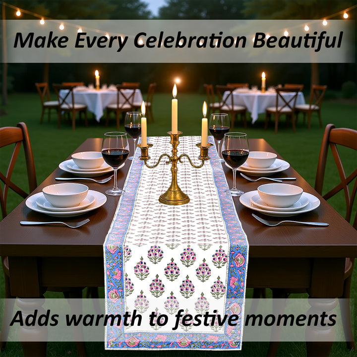 Rudy Blue Border Table Runner