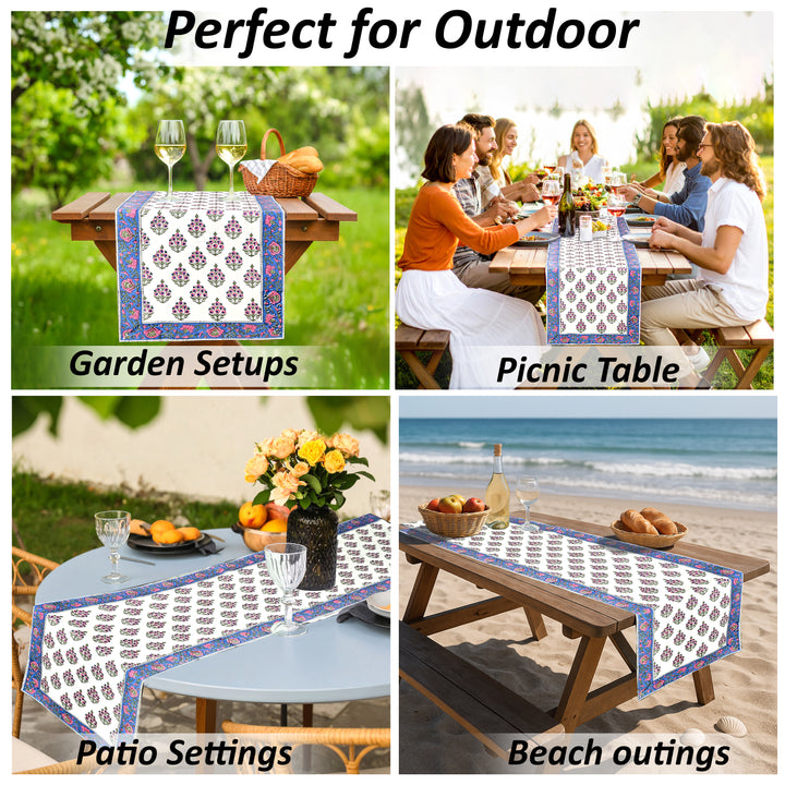 Rudy Blue Border Table Runner