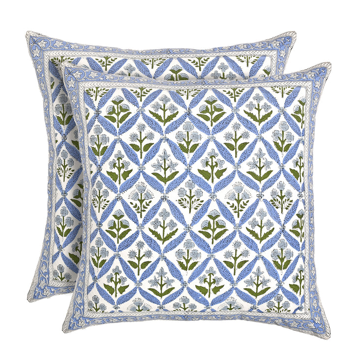 Light Steel Blue Border Throw Pillow Cover