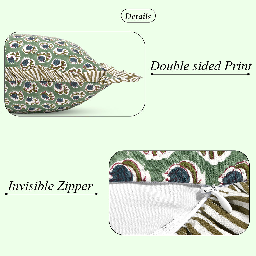 Basil Green Ruffle 20x26 Inches Sham Pillow Covers Product Image 5