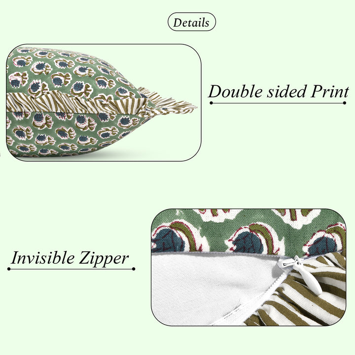 Basil Green Ruffle 20x26 Inches Sham Pillow Covers Product Image 5