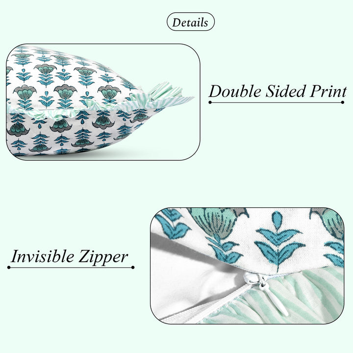 Aquamarine Blue Ruffle 12x20 Inches Lumbar Pillow Cover