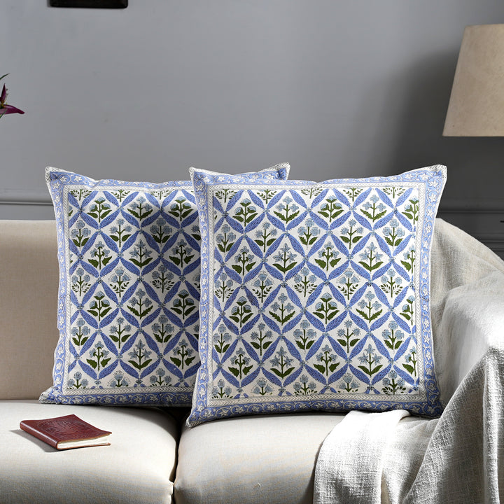 Light Steel Blue Border Throw Pillow Cover